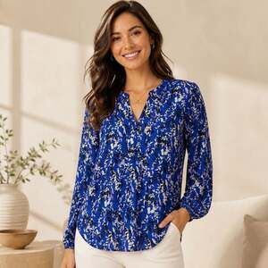 Part Two Chicha BL Floral Print V-Neck Long Sleeve Blouse Size 40